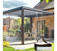 Tenda parasole impermeabile resistente ai raggi UV, 9 pezzi, con corde di installazione, copertura trasparente per giardino e patio, protezione da pioggia e sole, occhielli bianchi inclusi