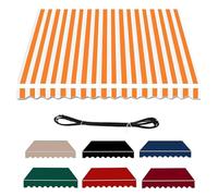 Tenda parasole impermeabile retrattile in tessuto di ricambio, 6 strisce e 2 baldacchini, copertura superiore per patio, in poliestere resistente, con mantovana frontale