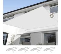 Tenda parasole impermeabile, rettangolare, 4 x 6 m, resistente ai raggi UV, per giardino, patio e piscina, protezione solare con corde, colore bianco