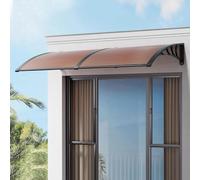 Tenda parasole in policarbonato per esterni, 60 x 160 cm, protezione UV e pioggia, elegante copertura marrone con staffa nera per porta anteriore e finestra, resistente alla neve