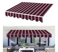 Tenda parasole in poliestere impermeabile di ricambio, resistente ai raggi UV, retrattile, per patio e porte, 4,5 x 2,5 m, copertura a righe