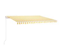 Tenda parasole manuale retrattile con luce a LED, pensilina per esterni, per terrazze e giardini, perfetta per balconi, 400 x 300 cm, giallo e bianco