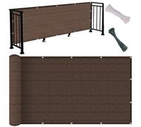 Tenda parasole per esterni, 55 x 330 cm, traspirante, antivento, laterale, per balcone, giardino, con occhielli e lacci, blocco UV marrone