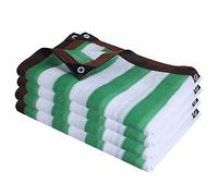 Tenda parasole per esterni, 75% tessuto ombreggiante, rettangolare, con occhielli, a righe bianche e verdi, protezione UV per balcone, patio, cortile (5 m x 6 m)