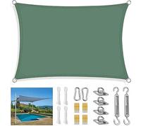 Tenda parasole per esterni per garage coperto, 5 x 6 m, verde scuro, con kit di fissaggio e corda, resistente ai raggi UV, riparo rettangolare per giardino, patio, cortile e parco.