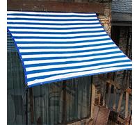 Tenda parasole per esterni, tenda a vela a baldacchino con strisce blu e bianche, tessuto resistente, 3 x 3 m, rettangolare, per giardino, cortile, prato, design elegante e resistente all'acqua