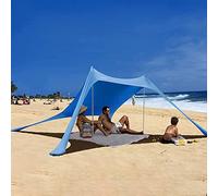Tenda Parasole Portatile per Mare, Spiaggia, Protezione UPF50+, con Ancore di Sabbia, Pali in Alluminio e Borsa da Trasporto, Ombra all’Aperto in Campeggio, Pesca, Picnic