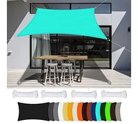 Tenda parasole quadrata 4,5 x 6 m, con vele ombreggianti in Rpe gratuite, per cortile e prato, colore: azzurro cielo