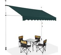 Tenda parasole regolabile per esterni, 2 m, retrattile, per balcone, protezione UV senza trapani, con manovella, colore verde, protezione solare regolabile in altezza.