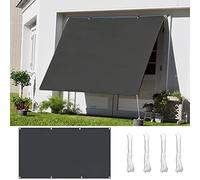 Tenda parasole resistente all'acqua con protezione UV, 2 x 6,5 m, quadrata, per giardino, patio, feste, prato, grigio scuro, fissaggio durevole incluso