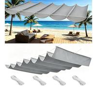 Tenda Parasole Retrattile 0.85 x 4.2 m Rettangolare Protezione Solare Impermeabile Telo Parasole per Esterni con Occhielli per Esterno Giardino Terrazza, Grigio Chiaro