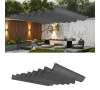 Tenda Parasole Retrattile 110 x 380 cm Impermeabile, Protezione Dai Raggi Uv, Resistente, con Occhielli e Corda Copertura Parasole Tettoia per Esterno Giardino Terrazza, Grigio Scuro
