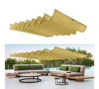 Tenda Parasole Retrattile 130 x 135 cm Protezione Dai Raggi Uv, Resistente, Impermeabile, con Occhielli e Corda Vela Wave Shade Retrattile per Verande Balcone Traliccio, Color Crema