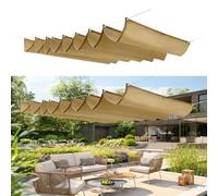 Tenda Parasole Retrattile 170 x 850 cm Impermeabile, Protezione Dai Raggi Uv, Resistente, con Occhielli e Corda Tenda Vela Protezione UV per Esterno Giardino Terrazza, Cachi