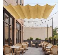 Tenda Parasole Retrattile 200 x 240 cm con Occhielli e Corda Tenda da Sole Poliestere Antistrappo Protezione Raggi UV per Giardino Balcone Terrazza, Giallo sabbia