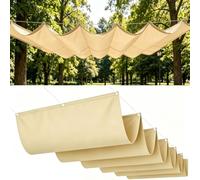 Tenda Parasole Retrattile 205 x 300 cm con Occhielli e Corda, Telo Parasole Rettangolare Impermeabile Antistrappo con Protezione UV Tenda da Sole per Esterno per Esterno, Color Crema