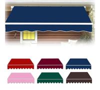 Tenda parasole retrattile, 4,9 x 4 m, impermeabile, in tessuto, ricambio manuale per cortile, soluzione perfetta per l'ombra del patio (blu)