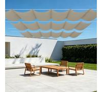 Tenda Parasole Retrattile 400 x 360 cm Personalizzabile Tenda da Sole Pergolato con Occhielli e Cordino per Terrazza, Pergola, Veranda, Giardino, Tortora