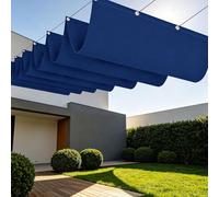 Tenda Parasole Retrattile 400 x 580 cm Impermeabile UV Tenda a Velas con Occhielli e Cordino per Patio, Terrazza, Giardino, Veranda, Protezione Esterna, Blu Scuro
