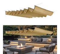 Tenda Parasole Retrattile 50 x 210 cm Protezione Dai Raggi Uv, Resistente, Impermeabile, con Occhielli e Corda Retrattile Onda Vele Ombra per Esterno Giardino Terrazza, Giallo sabbia