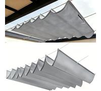 Tenda Parasole Retrattile 50 x 220 cm Regolabile, Protezione Solare, Impermeabile, Pergolato Resistente Ai Raggi UV Tenda Parasole a Onda Retrattile per Giardino Balcone, Grigio Chiaro