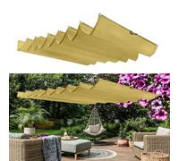 Tenda Parasole Retrattile 50 x 340 cm Protezione Dai Raggi Uv, Resistente, Impermeabile, con Occhielli e Corda Retrattile Onda Vele Ombra per Esterno Giardino Terrazza, Color Crema
