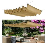 Tenda Parasole Retrattile 50 x 360 cm Protezione Dai Raggi Uv, Resistente, Impermeabile, con Occhielli e Corda Retrattile Onda Vele Ombra per Esterno Giardino Terrazza, Giallo sabbia