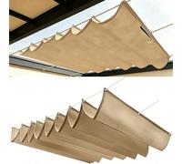 Tenda Parasole Retrattile 50 x 370 cm Regolabile, Protezione Solare, Impermeabile, Pergolato Resistente Ai Raggi UV Tenda Parasole a Onda Retrattile per Giardino Balcone, Cachi