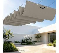 Tenda Parasole Retrattile 550 x 620 cm Personalizzabile Parasole Retrattile con Occhielli e Cordino per Esterno, Terrazzo, Giardino, Balcone, Patio, Tortora