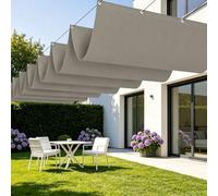 Tenda Parasole Retrattile 550 x 620 cm Senza Foratura Vele Parasole con Occhielli con Occhielli e Cordino per Esterno, Terrazzo, Giardino, Balcone, Patio, Tortora