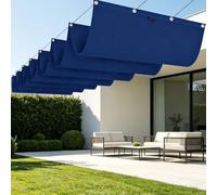 Tenda Parasole Retrattile 600 x 420 cm Impermeabile Vele Parasole con Occhielli Resistente per Terrazza, Pergola, Veranda, Giardino, Blu Scuro