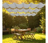 Tenda Parasole Retrattile 650 x 520 cm Impermeabile Tenda da Sole Esterno con Occhielli Resistente Agli Strappi per Esterno, Terrazzo, Giardino, Balcone, Patio, Grigio Chiaro