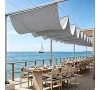 Tenda Parasole Retrattile con Occhielli 1.3 x 6 m Protezione UV 95% Impermeabile Rete Ombreggiante Retrattile Ad Onda con Fune Rete per Piscina Pergola Piante da Patio Serra, Grigio Chiaro