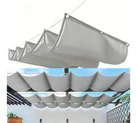 Tenda Parasole Retrattile con Occhielli 3.75 x 8 m Protezione UV 95% Rettangolare Rete Telo Ombra Retrattile Ad Onda con Fune Rete per Piscina Pergola Piante da Patio Serra, Grigio Chiaro