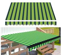 Tenda parasole retrattile di ricambio, in tessuto, per esterni, copertura superiore, impermeabile, in poliestere, per cortile, porta di negozi, mercati, resta, (7 x 1,5 m, strisce verdi)