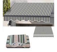 Tenda parasole retrattile di ricambio (solo tessuto), protezione UV per porte e negozi (dimensioni: 7,5 x 3,5 m, colore: a strisce)