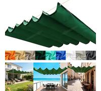 Tenda Parasole Retrattile, Esterno Impermeabile Tenda da Sole A Filo Scorrevole con Occhielli e Corda, Crema Solare Vela Parasole A Onda Retrattile per Terrazze e Cortili-Dark green||50x450cm