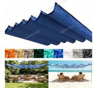Tenda Parasole Retrattile, Esterno Impermeabile Tenda da Sole A Filo Scorrevole con Occhielli e Corda, Crema Solare Vela Parasole A Onda Retrattile per Terrazze e Cortili-Dark blue||200x450cm