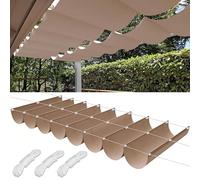 Tenda parasole retrattile, impermeabile, con occhielli e corda, protezione UV 95%, per terrazza, prato, giardino, terrazza, posto auto coperto