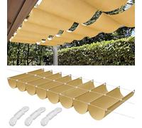 Tenda parasole retrattile, impermeabile, con occhielli e corda, protezione UV 95%, per terrazza, prato, giardino, terrazza, posto auto coperto