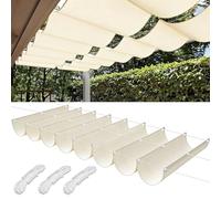 Tenda parasole retrattile, impermeabile, con occhielli e corda, protezione UV 95%, per terrazza, prato, giardino, terrazza, posto auto coperto