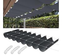 Tenda parasole retrattile, impermeabile, con occhielli e corda, protezione UV 95%, per terrazza, prato, giardino, terrazza, posto auto coperto