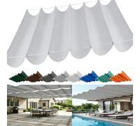 Tenda Parasole Retrattile, Impermeabile Crema Solare Tenda da Sole Retrattile con Occhielli e Corda, Vela Parasole A Onda per Pergola Terrazze Cortili Verande-Light gray||60x600cm