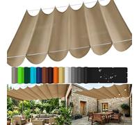 Tenda Parasole Retrattile, Impermeabile Crema Solare Tenda da Sole Retrattile con Occhielli e Corda, Vela Parasole A Onda per Pergola Terrazze Cortili Verande-Khaki||80x550cm