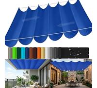 Tenda Parasole Retrattile, Impermeabile Crema Solare Tenda da Sole Retrattile con Occhielli e Corda, Vela Parasole A Onda per Pergola Terrazze Cortili Verande-Sapphire blue||90x650cm