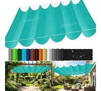 Tenda Parasole Retrattile, Impermeabile Crema Solare Tenda da Sole Retrattile con Occhielli e Corda, Vela Parasole A Onda per Pergola Terrazze Cortili Verande-Lake blue||100x700cm