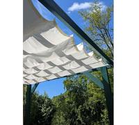 Tenda parasole retrattile impermeabile rettangolare per pergola, design a baldacchino, per giardino e terrazza (non dritta, bianca, 0,6 x 5 m)