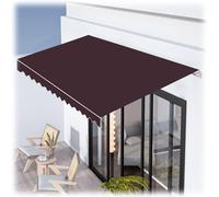 Tenda parasole retrattile in poliestere per esterni, patio, balcone, tettoia di ricambio, senza cornice, colore marrone, con mantovana (5 x 2,5 m), soluzione ombreggiante resistente alle intemperie
