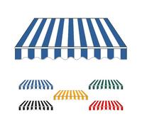 Tenda parasole retrattile in tessuto di ricambio, 3 x 2,3 m, blu, per porte e finestre del patio, copertura superiore in tela resistente, ideale per proteggere l'ombra all'aperto