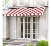 Tenda parasole retrattile per patio, regolabile in altezza, con manovella manuale, senza foratura, ideale per terrazze, giardini, bar, 3,5 m, colore: rosso e bianco